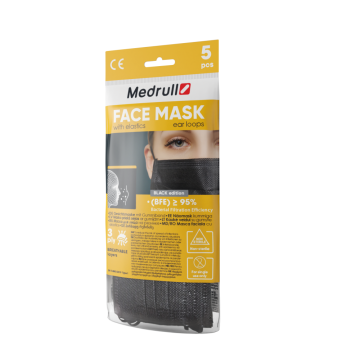 Medrull Face Mask kirurginen kasvonsuoja 3krs musta väri 5 kpl