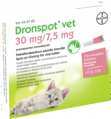 DRONSPOT VET 30/7,5 mg paikallisvaleluliuos (pienille kissoille)2x0,35 ml