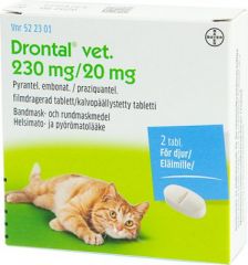 DRONTAL VET 230/20 mg tabl, kalvopääll 2 fol